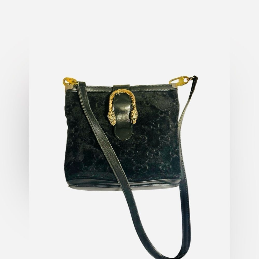Gucci Rare Black Shoulder Bag with Gold Accent